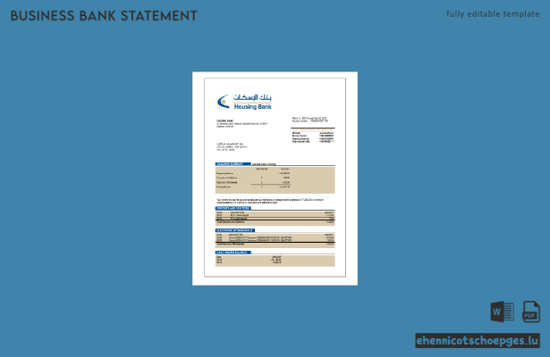 HBTF Bank Firmenkontoauszug (Word- und PDF-Beispiel)